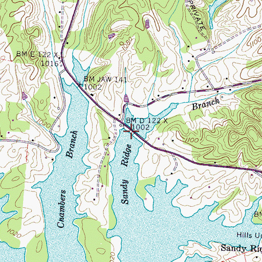Topographic Map of Sandy Ridge Mill (historical), TN