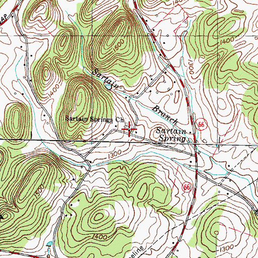 Topographic Map of Sartain Springs Church, TN