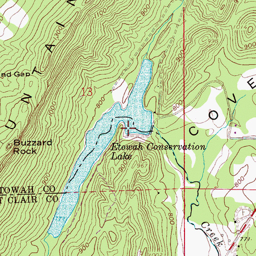 Topographic Map of Etowah Conservation Dam, AL