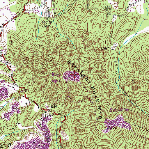 Topographic Map of Bryd Mine, TN
