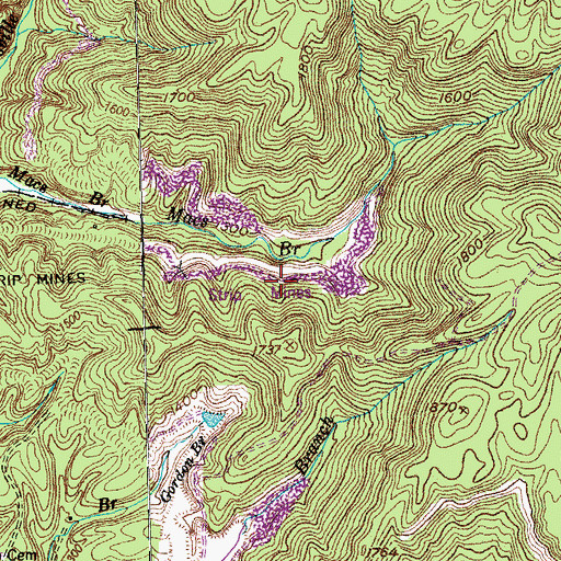 Topographic Map of Claiborne-Cotton Mine, TN
