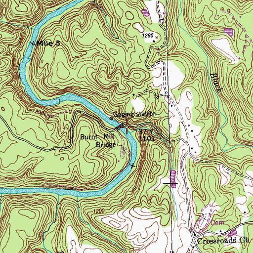 Topographic Map of Daughertys Mill (historical), TN