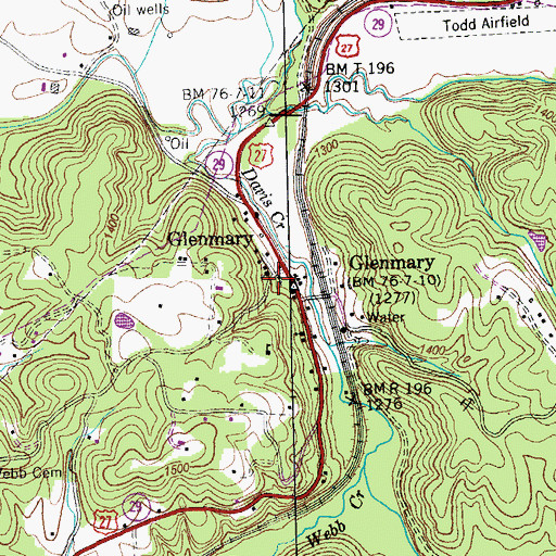 Topographic Map of Glenmary Baptist Church, TN