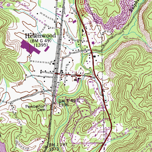 Topographic Map of Helenwood Baptist Church, TN