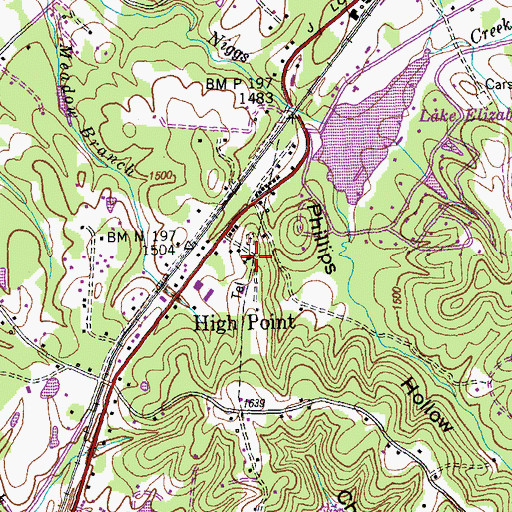 Topographic Map of High Point Baptist Church, TN