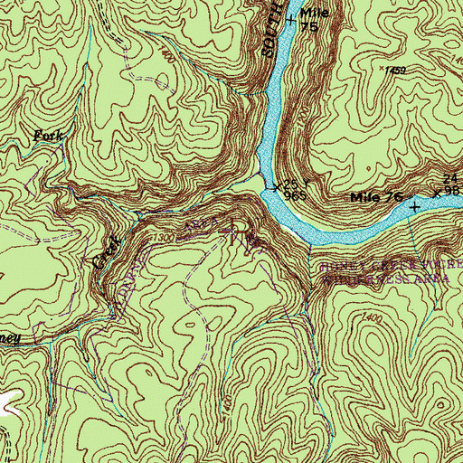 Topographic Map of Honey Creek Overlook, TN