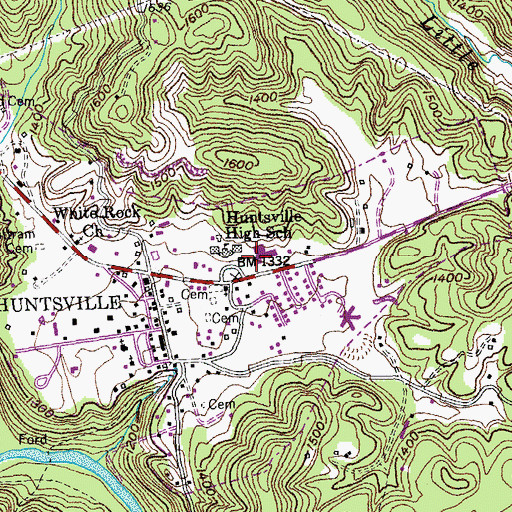 Topographic Map of Huntsville Elementary School, TN