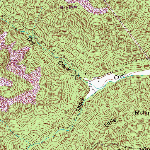Topographic Map of Leonard Mine, TN