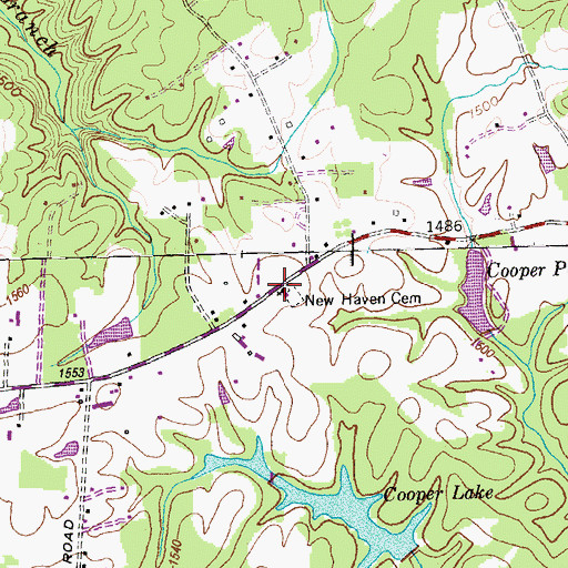 Topographic Map of New Haven Baptist Church, TN