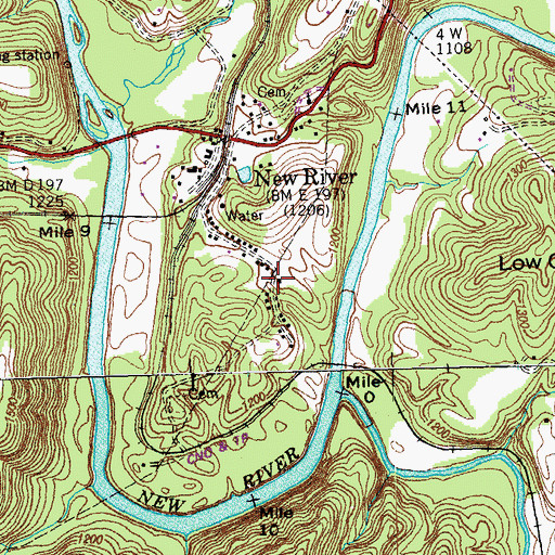 Topographic Map of New River School (historical), TN