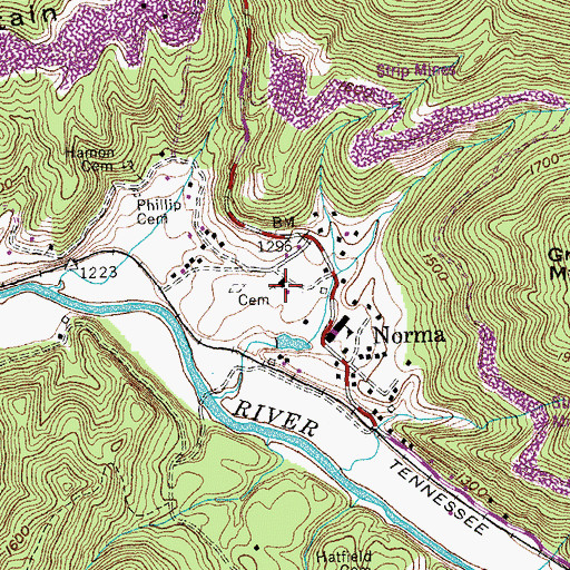 Topographic Map of Norma Baptist Church, TN