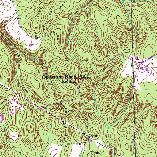 Topographic Map of Opossum Rock Baptist Church, TN