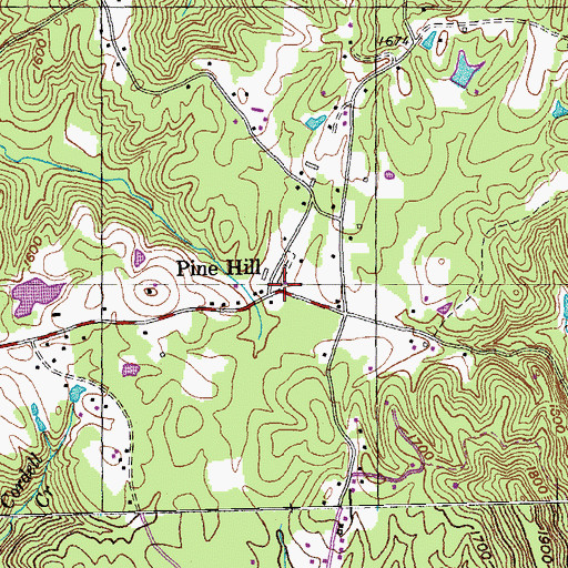 Topographic Map of Pine Hill Baptist Church (historical), TN