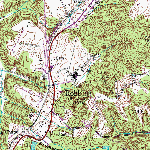 Topographic Map of Robbins Elementary School, TN