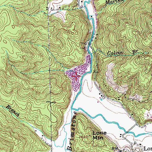 Topographic Map of Robbins Mine, TN