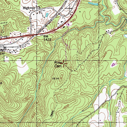 Topographic Map of Ross Cemetery, TN