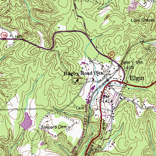 Topographic Map of Rugby Road School (historical), TN