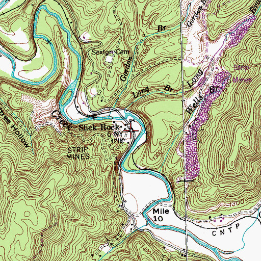 Topographic Map of Slick Rock Baptist Church, TN
