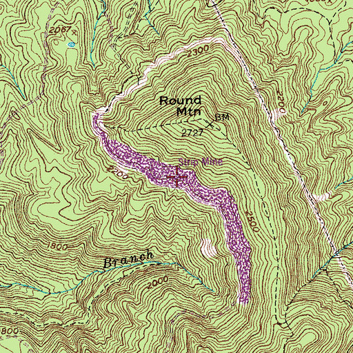 Topographic Map of Stanley Walker Mine, TN