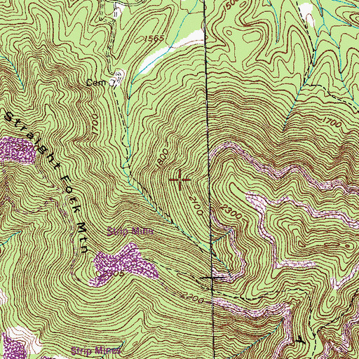 Topographic Map of Straight Fork Mine, TN