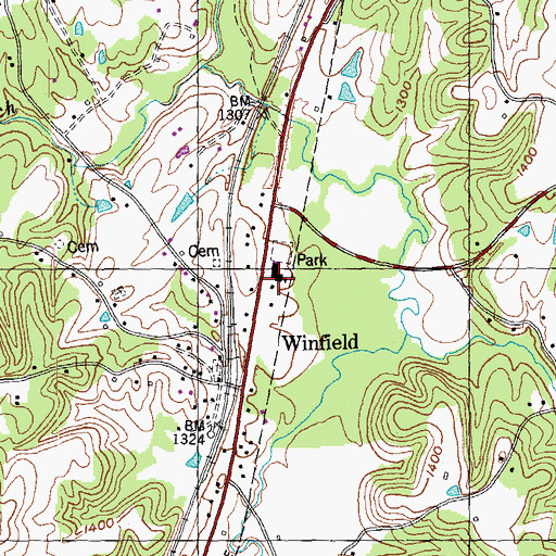 Topographic Map of Winfield Elementary School, TN