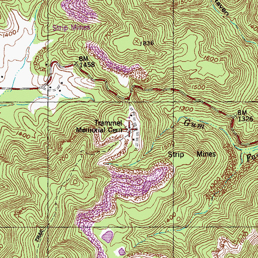 Topographic Map of Trammel Memorial Cemetery, TN