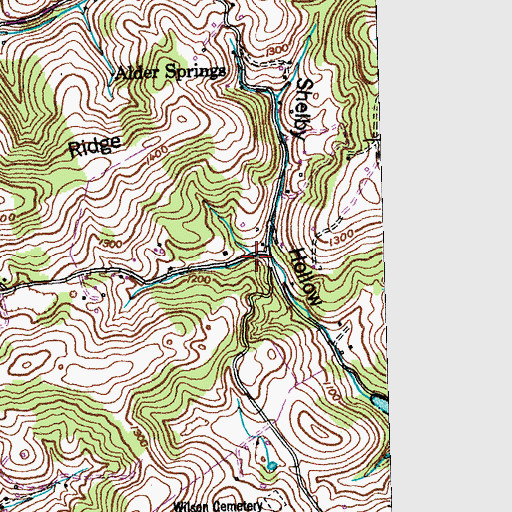Topographic Map of Alder Springs Baptist Church, TN