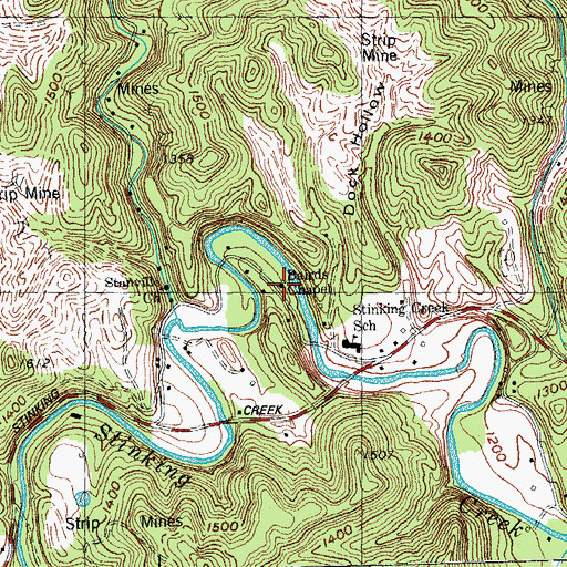 Topographic Map of Bairds Chapel, TN