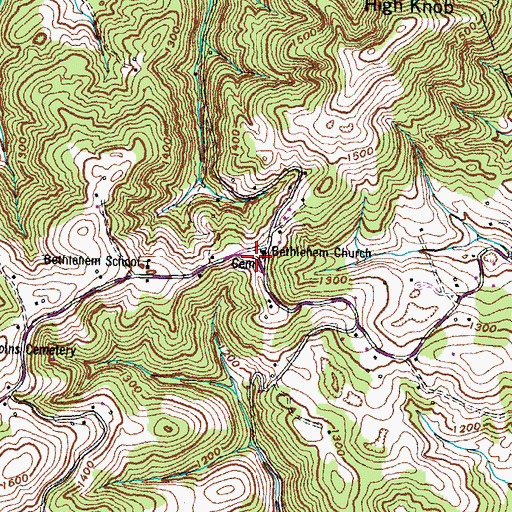 Topographic Map of Bethlehem Cemetery, TN