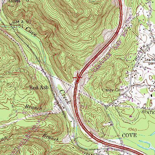 Topographic Map of Blankenbickler Cemetery, TN