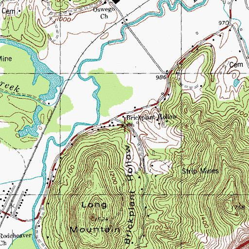 Topographic Map of Brickplant Hollow Church, TN