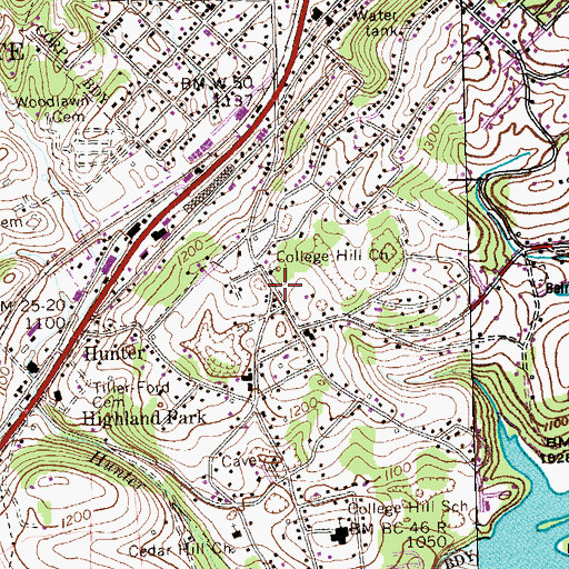 Topographic Map of Burris Cemetery, TN