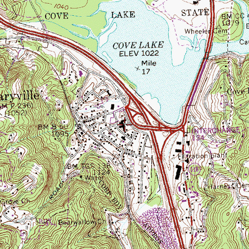 Topographic Map of Caryville Elementary School, TN