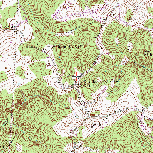 Topographic Map of Cumberland View Cemetery, TN