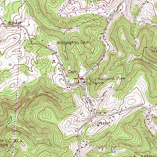 Topographic Map of Cumberland View School (historical), TN