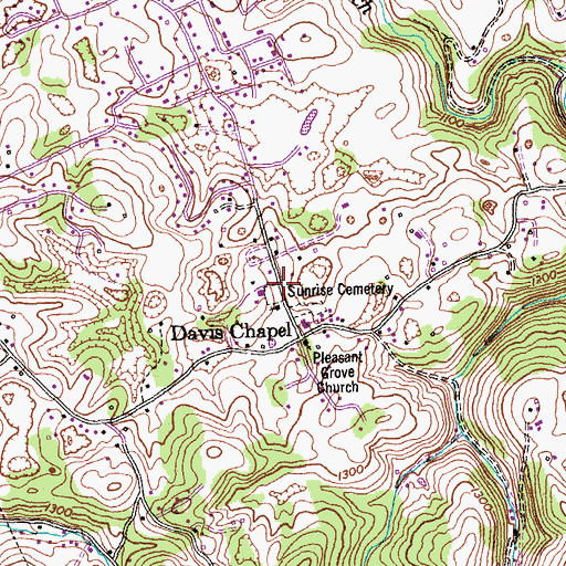 Topographic Map of Davis Chapel Cemetery, TN
