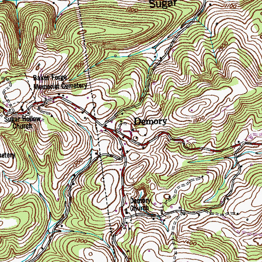 Topographic Map of Demory School (historical), TN