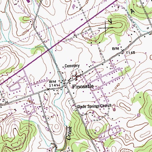 Topographic Map of Fincastle Methodist Church, TN