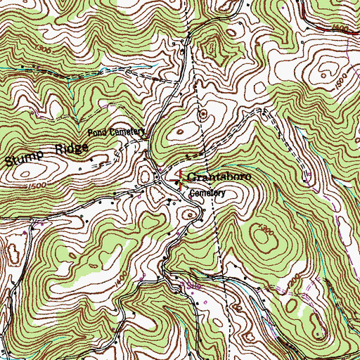 Topographic Map of Grantsboro Baptist Church, TN