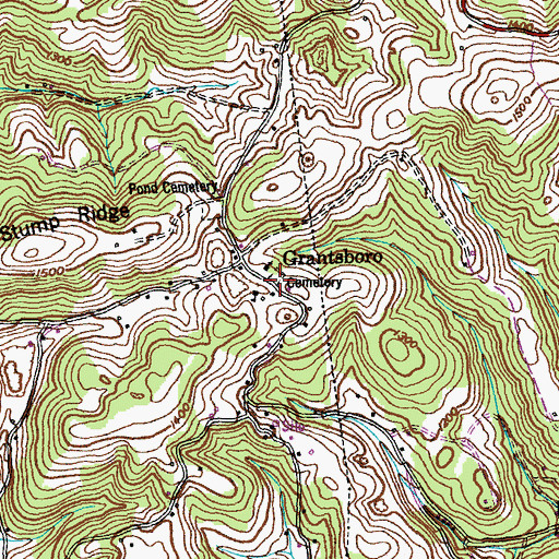 Topographic Map of Grantsboro Cemetery, TN