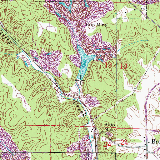 Topographic Map of Brilliant Lake Dam, AL