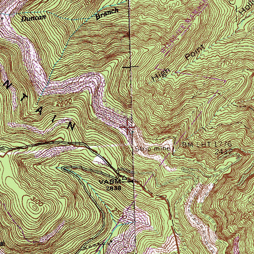 Topographic Map of High Point Number One Mine, TN