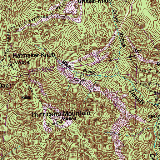 Topographic Map of Hurricane Mountain Mines, TN
