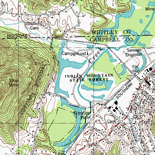 Topographic Map of Indian Mountain State Forest, TN