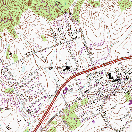 Topographic Map of Jacksboro Middle School, TN