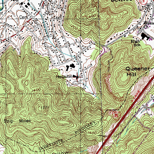 Topographic Map of Jellico Community Hospital, TN