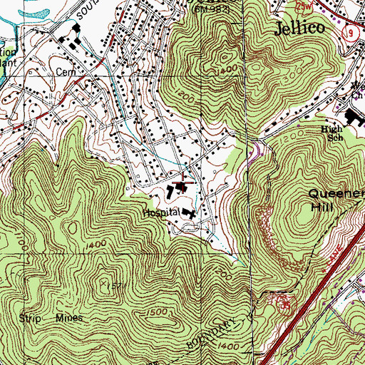 Topographic Map of Jellico Elementary School, TN