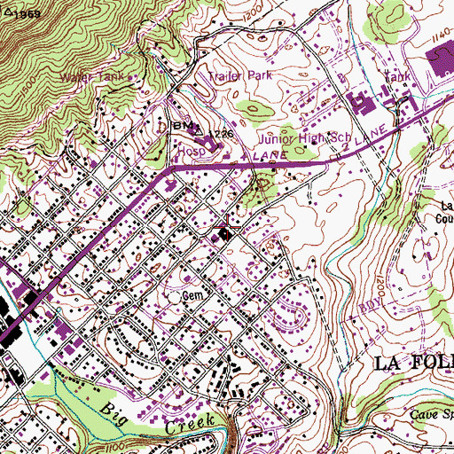 Topographic Map of La Follette East Elementary School, TN