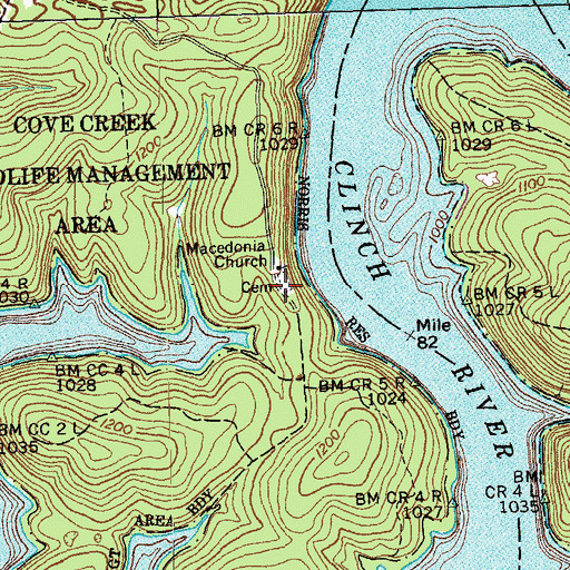 Topographic Map of Macedonia Cemetery, TN