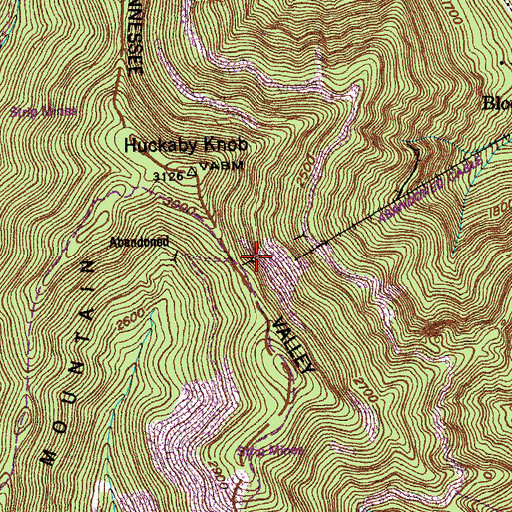 Topographic Map of Monarch Mine, TN